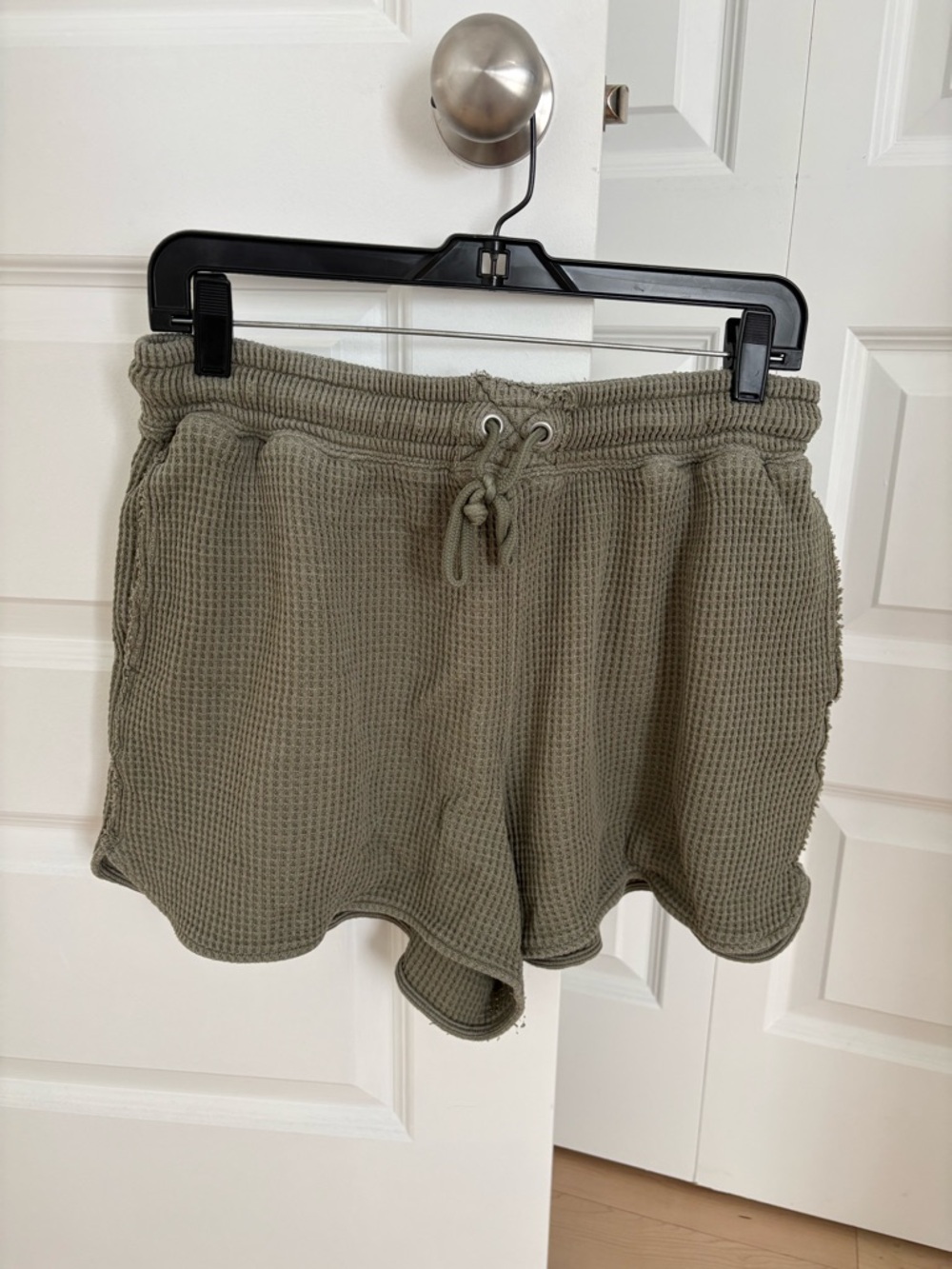 aerie Olive Green Waffle-Knit Drawstring Athletic Shorts